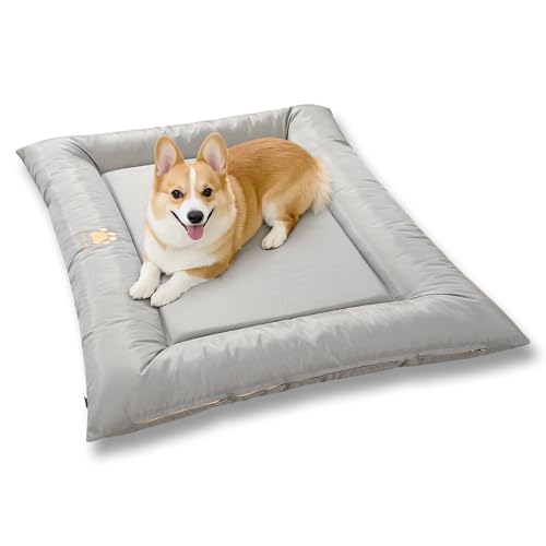 SOMAHE Dog Bed for Dog Crate Oxford Puppy Crate Pad Waterproof Pet Beds Outdoor Cage Mat Easy Rinse Grey 36×23×3 Inch