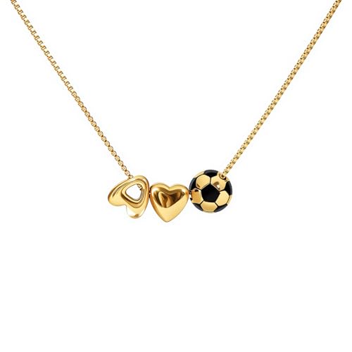 GIVCHO Soccer Sports Necklace for Women Initial A-Z Name Letter 18K Gold Plated Dainty Heart Love Ball Pendant Jewelry Gift Accessories Christmas Birthday Jewelry Gifts for Lovers (A)