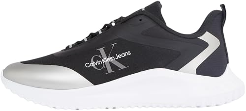 Calvin Klein Damen Runner Sneaker Eva Runner Low Lace Mix ohne Schnüren, Schwarz (Black/Silver), 38