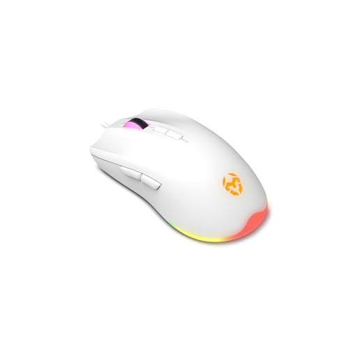 KROM KENTA - Combo Gaming 4 w 1 - Klawiatura RGB Rainbow, Layout Hiszpański, Antighosting, Mysz optyczna 7200 DPI, Słuchawki 50mm Stereo i Podkładka 450x400x3mm, Kolor Biały
