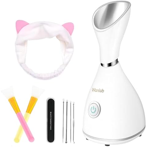Portable Facial Steamer Nano Face Steamer Warm Mist Home Skin Spa Steamers for Sinuses Acne Pores Cleanse Blackhead Remover Kit Mask Brush Cover