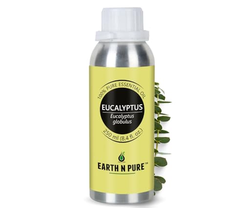 Image of Earth N Pure Eucalyptus Essential Oil for Aromatherapy & Diffuser - 100% Pure Premium Eucalyptus Oil for Steam Inhalation, Fresh Air & Home Use - Natural Essential Oil - 250ml