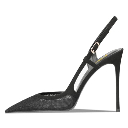 FSJ Women Sexy Pointed Toe D'Orsay High Heel Slingback Pumps Sandals Cutout Strappy Stiletto Slip On Formal Casual Shoes Size 4-15 US2