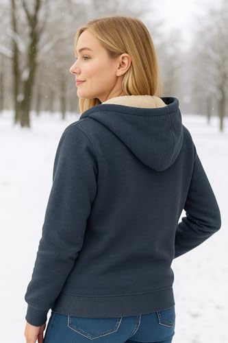 Image of ADBUCKS Hoodies for Women Winter Fleece Sweatshirt - Full Zip Up Thick Soft Fur Lined Hooded Jacket Coat