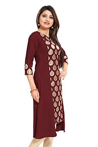 Image of Women's Crepe A-Line Kurta (ALC4007N Maroon Medium)