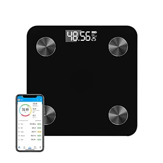 Bascula Digital Corporal y Muscular, Balanza Inteligente, Análisis de datos múltiples, Conexión via Bluetooth al App, Pesos de Hasta 180 Kg, Precisión Hasta 0.01Kg, Soporta Recordar Datos de 8 Usuarios (Negro)