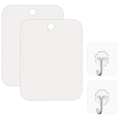 Hinapan 2 specchietti da doccia antiappannamento, infrangibili, con 2 ganci, specchio da barba (25 x 20 cm), specchio sospeso per bagno, specchio da trucco senza cornice, specchio portatile da