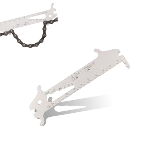 pilyero Misuratore Catena Bici, Controllo Catena, 7 in 1, con Gancio A Catena, Chiave per Raggi da 14 G, Adatto A Tutti I Tipi di Biciclette con Gancio Riparazione