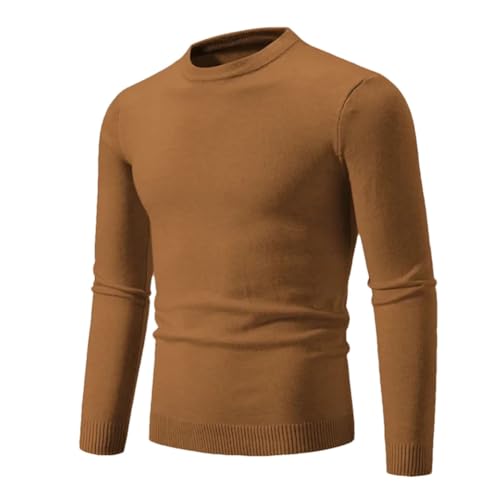 Men's Thin Casual Solid Long Sleeves Knitted Sweater Round Neck Casual Business Sweaters