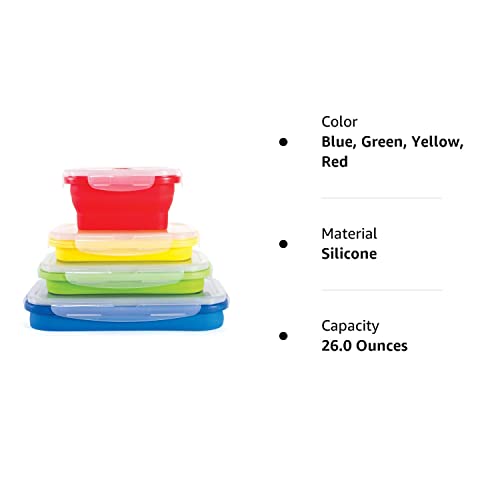 Thin Bins Collapsible Containers – Set Of 4 Rectangle Silicone Food Storage Containers – Bpa Free, Microwave, Dishwasher And Freezer Safe - No More Cluttered Container Cabinet!… #TOP7