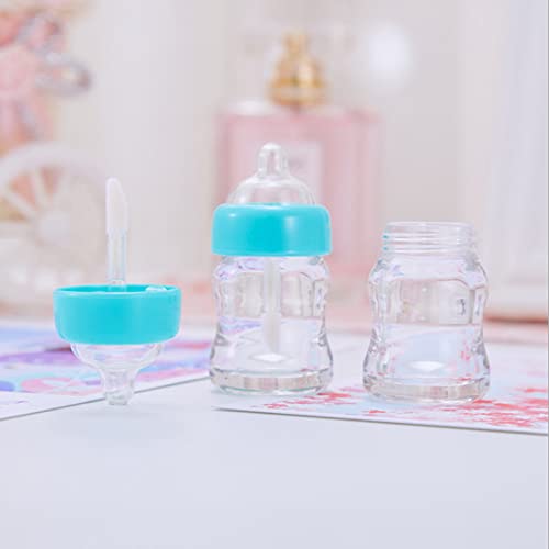10/30/50 Uds. Envases de tubo de brillo de labios vacíos en forma de biberón, minibotellas de bálsamo labial rellenables transparentes con insertos de goma-50 Uds., amarillo