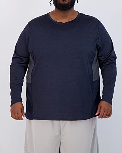Real Essentials 3 Pack: Men’s Big & Tall Tech Stretch Long-Sleeve & Short-Sleeve Dry-Fit T-Shirt (3XT-5XT)
