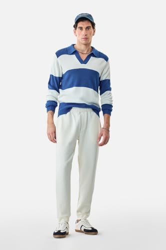 Image of SNITCH Men Track Pants | Relaxed Fit with Contrast Side Stripes & Zippered Pockets | Polyester Blend Fabric for Athletic & Street Wear | Stretchable & Comfortable Design