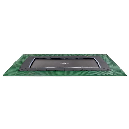 EXIT Toys Dynamic Rechteckiges Groundlevel Trampolin - 305x519cm - Mit Fußschutzsystem - Mit Freezone Sicherheitsfliesen - Extra Lange Sprungfedern - Rostfrei - Trampolin für Kinder - Schwarz