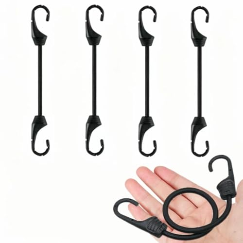 Lot de 4 tendeurs en Caoutchouc Robustes avec Crochets, Ultra résistants avec Crochets en Acier, Corde élastique Multifonction pour Fixation extérieure,...