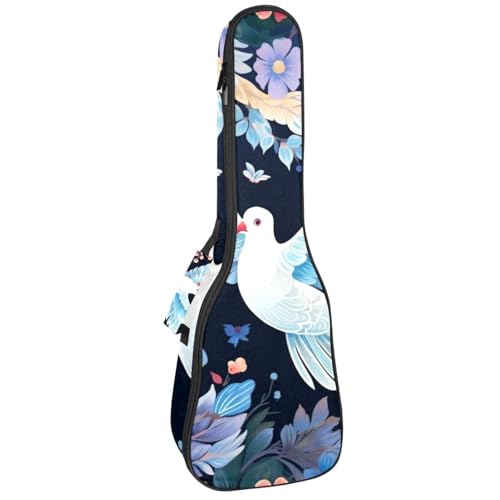 Peace Dove Housse pour ukulélé avec sangle réglable Blanc - Les Beatles, Paul McCartney, John Lennon, RIngo Starr, George Harrison Peace Dove Housse pour ukulélé avec sangle réglable Blanc