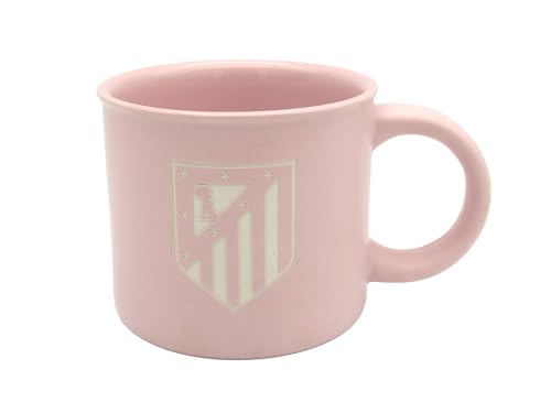 CyP Brands- Atlético de Madrid, Taza, Taza Cerámica, Desayuno, Menaje, Tazas Originales, Color Rosa, Producto Oficial