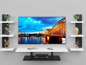 Image of Genuine Dazzling Decort TV Entertainment Unit for Wall Set, Wall Mounted Shelf for Living Room, Bedroom Black White Elegant