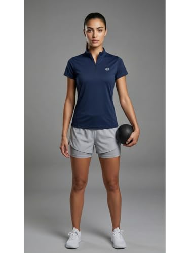 Image of PUMP'D Dry Fit Women's Half Zip Activewear Synthetic Regular Fit T-Shirt | Gym & Yoga