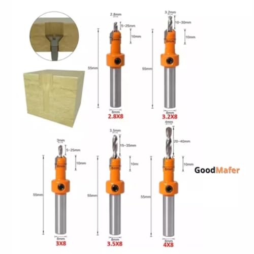 Kit De 5 Brocas Rebaixo De Parafuso Em Madeira Com Limitador