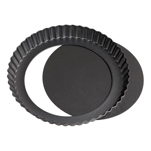 ZTVOWTO 22cm×3cm quiche pan, sartén redondo para tarta con base elevadora, bordes ondulados Base antiadherente para pastel Forma trasera