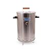 Universal 20 pound Stainless Steel 25 servings Charcoal Barrel Smoker with Thermometer Airlock system 205x 296 x 155 2 in 1 Vertical Smoker Grill and Smoker Slow Cooking Smoker