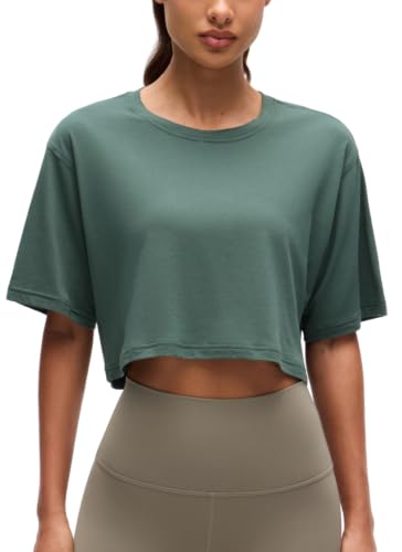 Image of CRZ YOGA Pima Cotton High Neck Crop T-Shirt