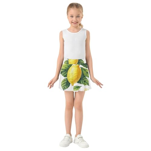 Joisal Print Athletic Shorts Girls Skorts Tennis Skirts Kids Teen Skirt Watercolor Yellow Lemon Vibrant 4t3
