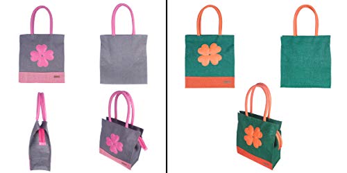 Image of Foonty Exclusive Sunflower Daily Use Jute Lunch Bag(Combo of 2,Multicolor,FFFWB6015D)