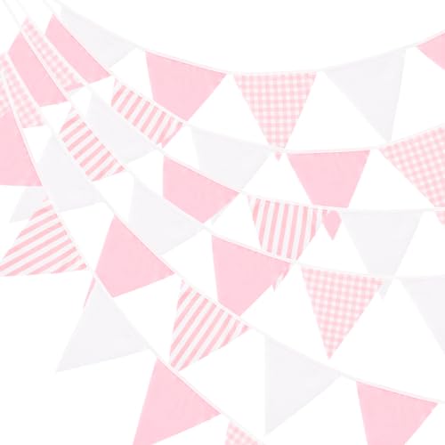 GCQQ 39Ft Pink White Party Decoration, 42Pcs Large...