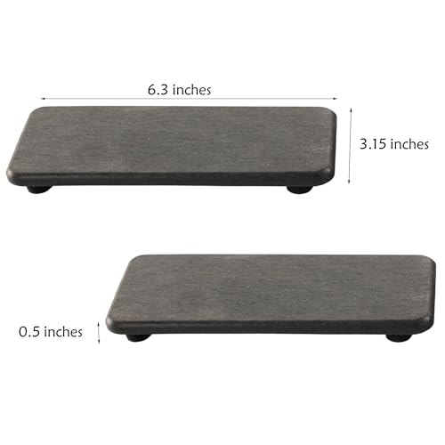 2 Pcs Water Absorbing Stone Trays, Kitchen/Bathroom Sink Soap Dish, Diatomite Tray Used for Hand Soap & Cosmetic Bottles in The Modern Home, 3.15" W x 6.3" L, Dark Gray