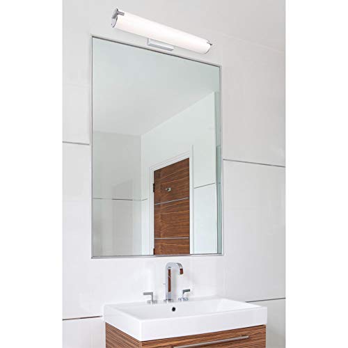 Image of Westinghouse Lighting 6112100 Ashwin Transitional One-Light, 25 Watt Dimmable LED Indoor Wall Fixture with Color Temperature Selection, Brushed Nickel Finish, White Frosted Shade - 25 inch
