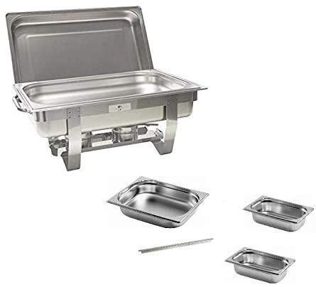 Gastro-Bedarf-Gutheil Chafing Dish Speisenwärmer bestehend aus: 1 Gestell mit Deckelhalterung, 1 Wasserbecken 4…