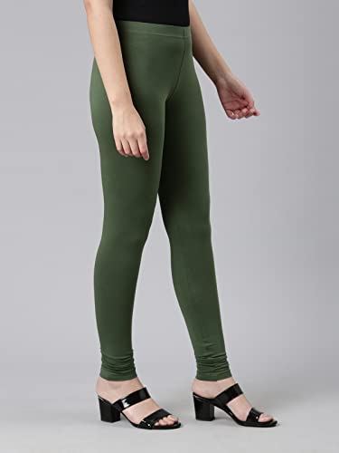 Image of GO COLORS Soft Cotton Stretch Ankle Length Leggings for Women | Breathable