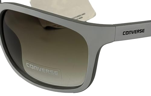 Converse Mens Matte White Gray Rectangle Wrap Plastic Sunglass, H1183