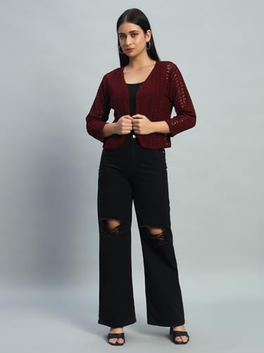 Image of NATURE CRAFT Cotton Shrug, Round neck Shrug, 3 /4 Sleeve Shrug, Shrug for Women, Shrug for Girls, Shrug, Women Shrug