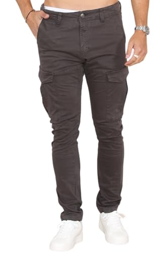 Soroor Cargo Pants for Men, Slim Fit Tapered Mens Cargo Pants, Tactical Pant for Men Work, Utility & Hiking, Durable Mens Cargos | Grey - 30L 32W | Stretch Sateen Cotton Fabric