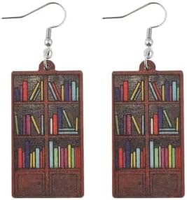 Stack of Books Shelf Dangle Earrings for Women Librarian Teacher Appreciation Jewelry Bookcase Drop Earring Miniature Library Bookish Accessories Literary Themed Novelty Reading Lovers Jewelry image 4