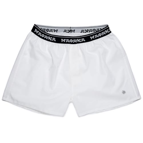 Mafaka Men's Classic Fit 100% Cotton White Woven Boxer