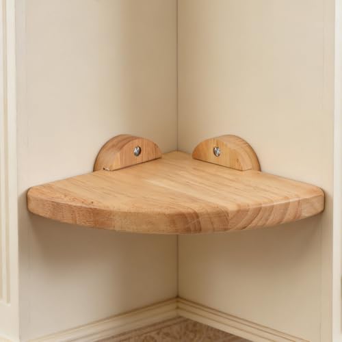 Estantería esquinera de madera beige: balda curva de pared para libros 6