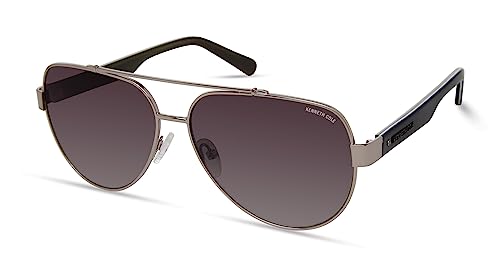 Kenneth Cole New York Women's KC6008P Navigator Sunglasses, Shiny Gunmetal/Gradient Green, 60/13/140