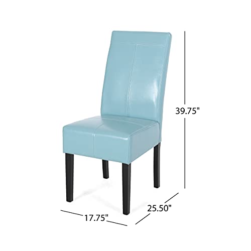 Best Selling Teal Blue T-Stitch Bonded Leather Dining Chair, 2-Pack