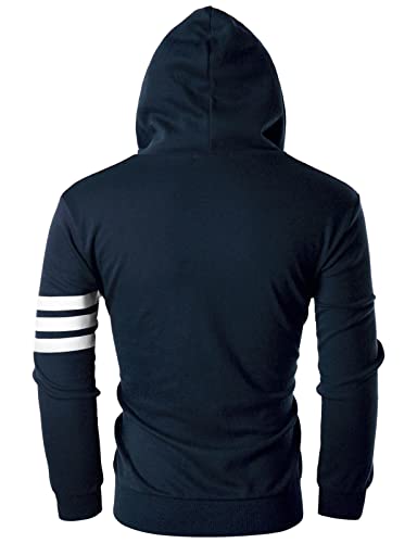 Ohoo Mens Slim Fit Lightweight Pinstripe Zip Up Hoodie with Pockets Long Sleeve Full-Zip Hooded Sweatshirt3