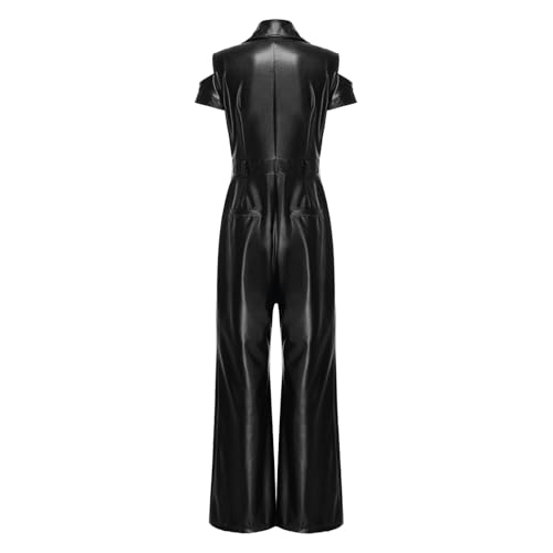Combinaison de travail femme cargo en cuir synthétique noir XXL - 4