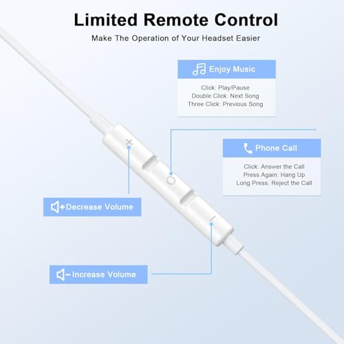 Image of [Apple MFi Certified] Wired Headphones for iPhone Earbuds with Built-in Microphone & Volume Control Nosie Reduction Earphones Headsets Compatible with iPhone 14 13 12 11 Pro Max XS XR X 8 7, 2 Pack