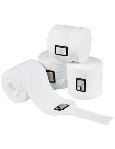 Harrison Howard Horse Polo Wraps Upgrade with Bling Leg Wraps for Horses 4-Pack Fleece Leg Wraps Stable Supplies White M