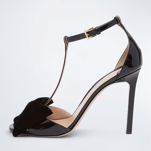 iadore Women Fashion Stiletto High Heel Shoes Open Square Toe with Bowknots Ankle Straps Buckle Sexy Summer Sandals Size 5-12 US2