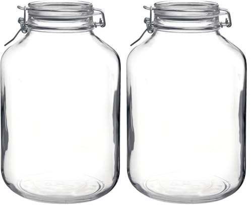 Bormioli Rocco Fido - Barattolo di vetro a chiusura ermetica, 5 litri, 30.2 x 28.8 x 21.2 cm, Trasparente (Confezione da 2)