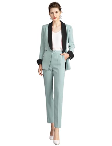 Costume femme simple boutonnage veste revers châle pantalon ensemble habillé chic