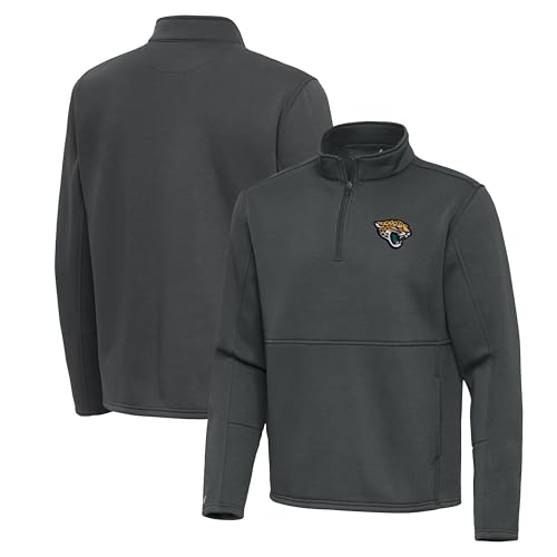 Antigua Men's Pewter Jacksonville Jaguars Twist Quarter-Zip Pullover Jacket